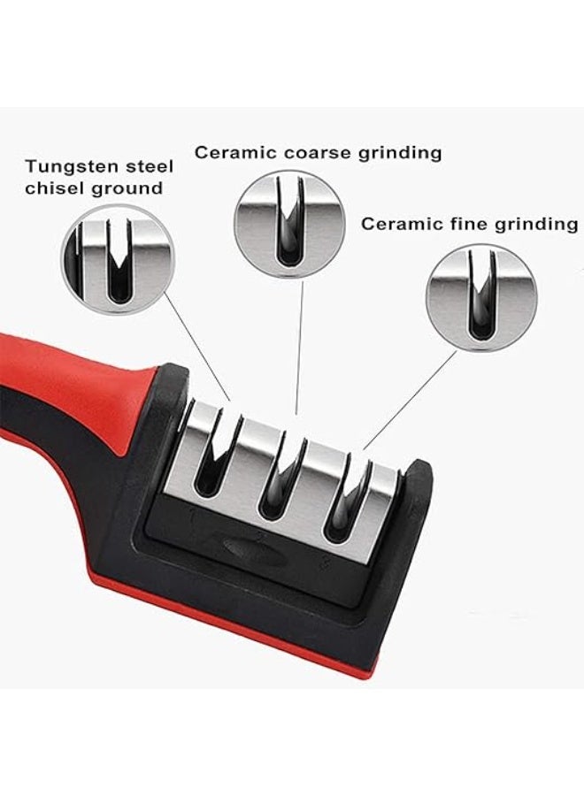 مبراة سكاكين مونكان الممتازة ذات القاعدة المانعة للانزلاق والتصميم المريح، مثالية لشحذ وتلميع سكاكين المطبخ، مع سهولة الشحذ اليدوي للسكاكين المستقيمة، مثالية للاستخدام المنزلي. - Image 3